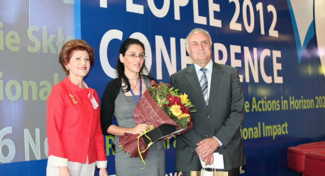 Sarit Sivan with European Commissioner for Education, Culture, Multilingualism and Youth Androulla Vassiliou, and Cyprus University President Charis Charalambous.