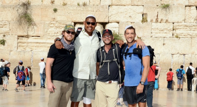 Buckley, Miller, Giovinazzo and Togo at the Western Wall. Photo by Michael Kovac/WireImage