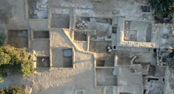 An aerial view of the ancient garden site.