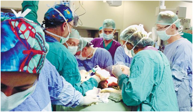 An Israeli team of 30 medical professionals performed life-saving extrauterine intrapartum surgery on a baby.