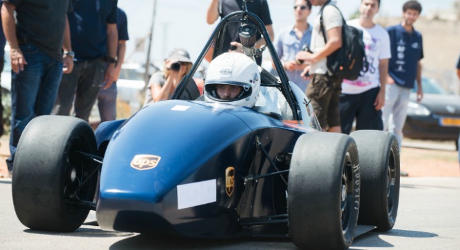 BG Racingâ€™s entry into the Formula SAE competition doing demonstration laps driven by Ran Dekel. Photo by Dani Machlis