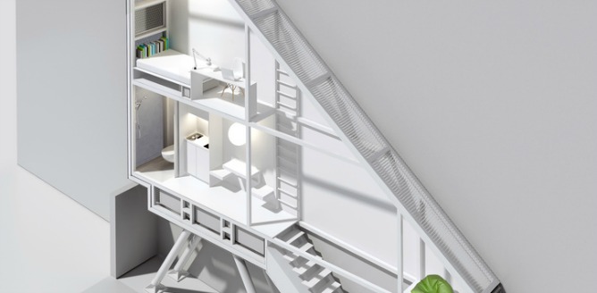 An artistâ€™s rendering of the interior of Keret House. Photo courtesy of Centrala.
