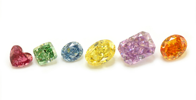 These rare vivid colors result from naturally occurring conditions in diamond mines.