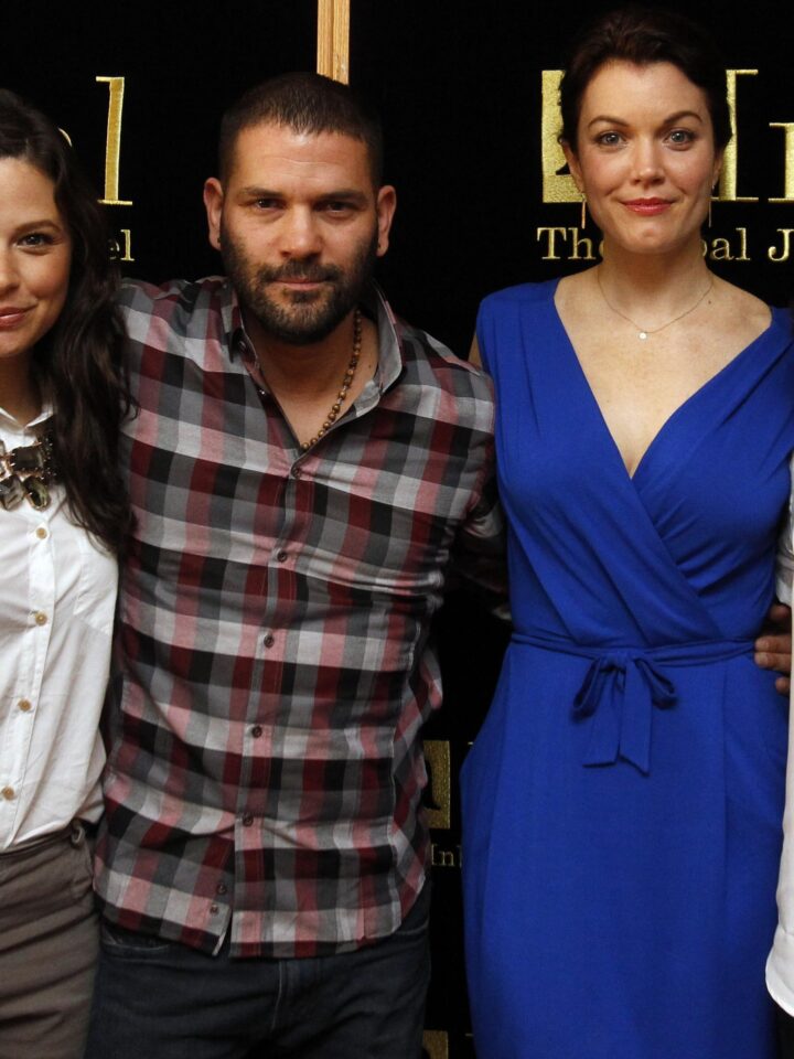 Katie Lowes (Scandal), Guillermo Diaz (Scandal), Bellamy Young (Scandal) and Lana Parilla (Once Upon A Time) were in Jerusalem with America’s Voices in Israel. (Chaim Zach)