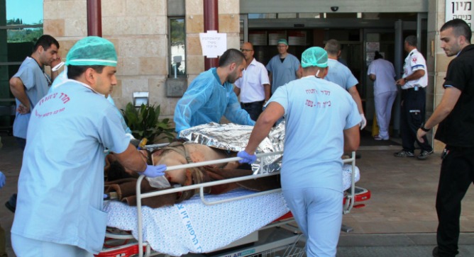 A Syrian war victim arriving at Ziv Medical Center.