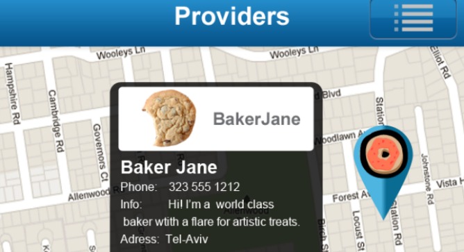 The app gives you a map of goods and services providers in your area.