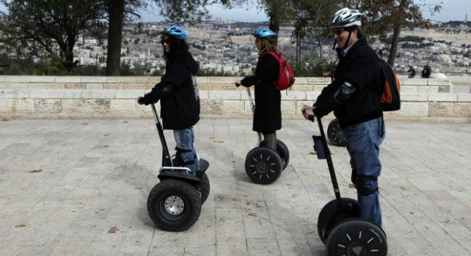 Strap on a bike helmet and see Jerusalem by Segway. Photo by Flash90.
