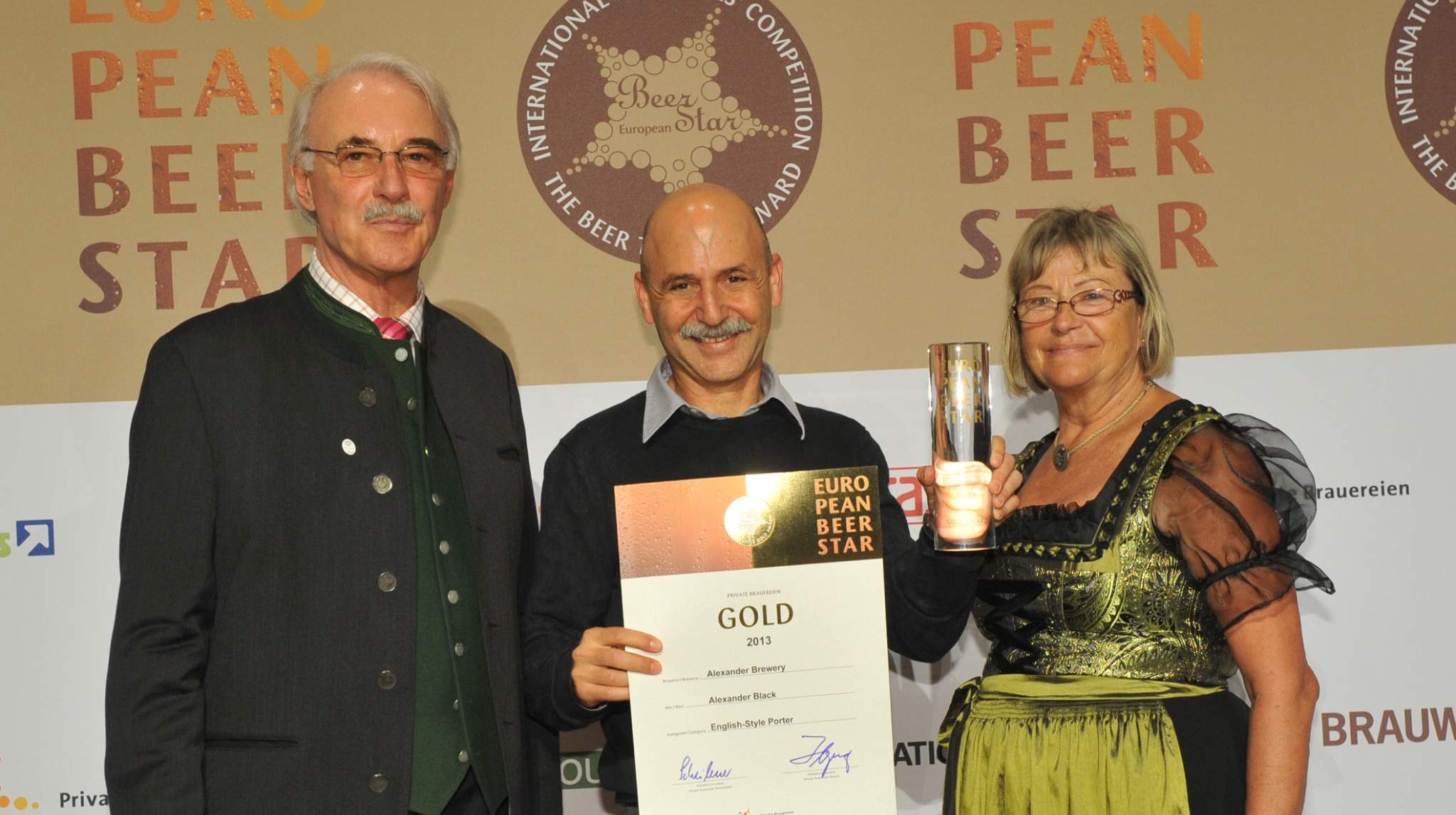 And the European Beer Star for best English Porter goes to.... Ori Sagy, CEO of Israel's Alexander brewery.