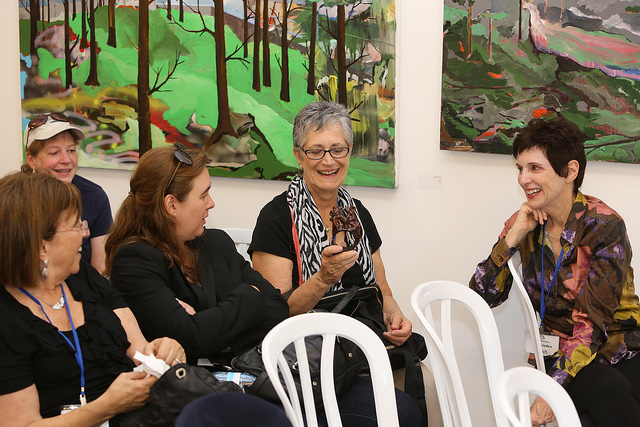 Participants on the Journey to Israel trip find out about the local art scene. (Roy Katalan)