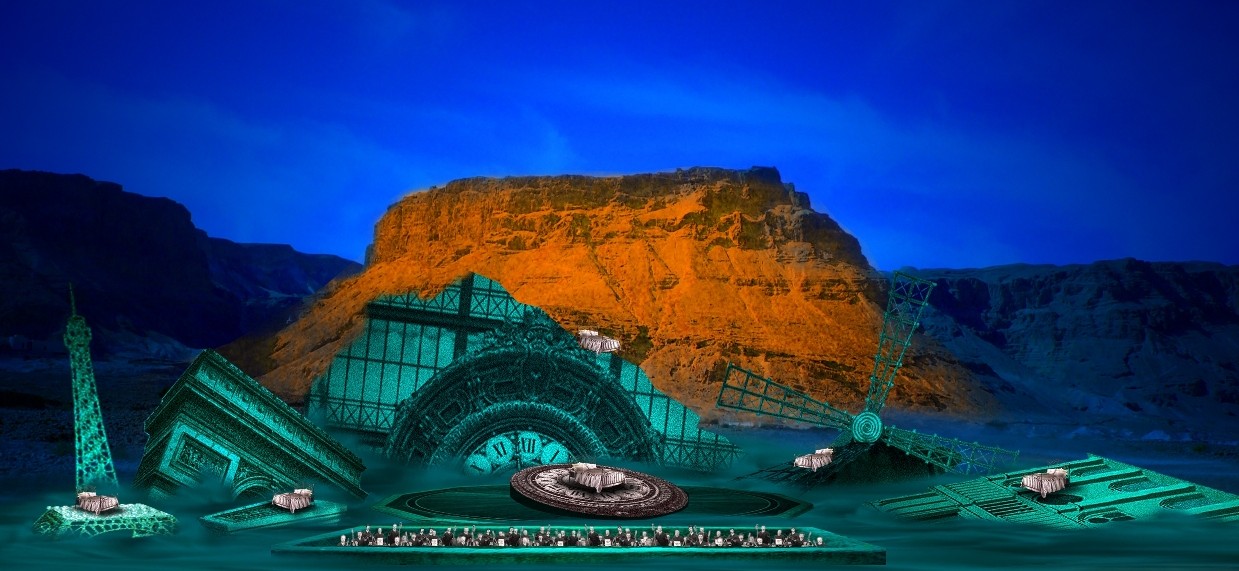 An illustration for the Israeli Opera production of 'La traviata' at Masada in June 2014.