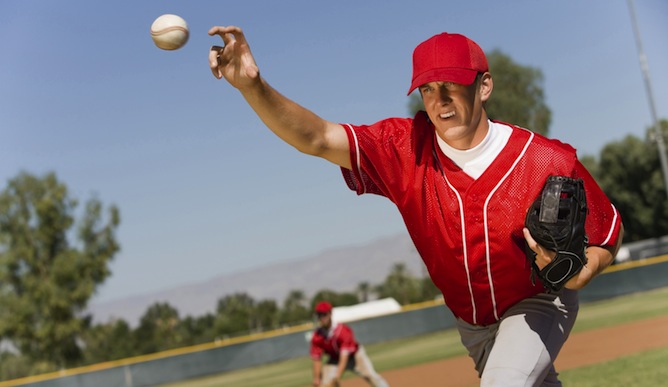 Baseball pitchers are prone to rotator cuff tears. Image via Shutterstock.com