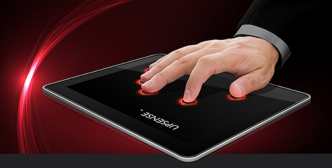 UpSense’s keyboard recognizes intuitive finger gestures.