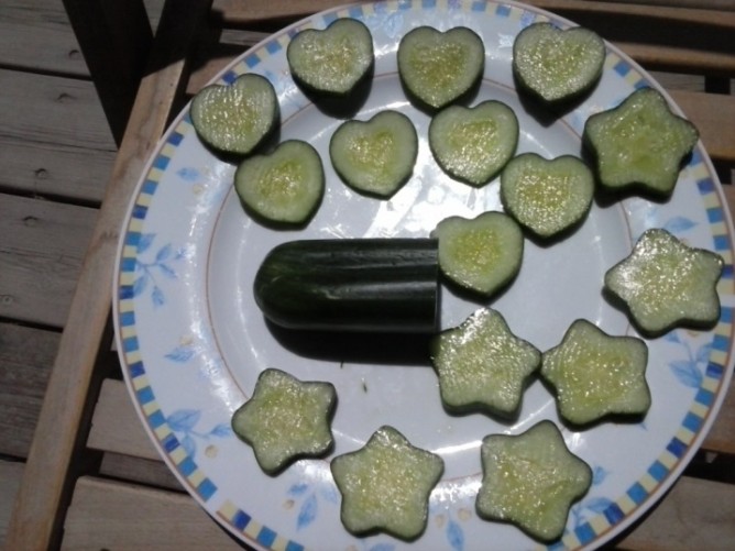 Cucumbers in the Arava Desert are grown in a particular shape so that when they are sliced they look like hearts and stars. (Rami Sadeh)
