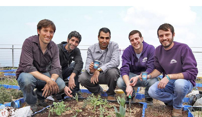 Haifa students experiment with java to grow flowers and herbs.