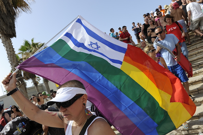A marcher at last year’s Gay Pride Parade in Tel Aviv. Photo by Zuzana Janku/FLASH90