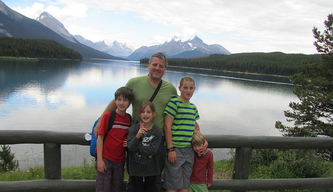 Gonen Fink with his children at Emerald Lake, British Columbia, Canada.
