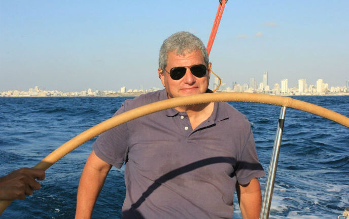Eric Sirkin on his sailboat.