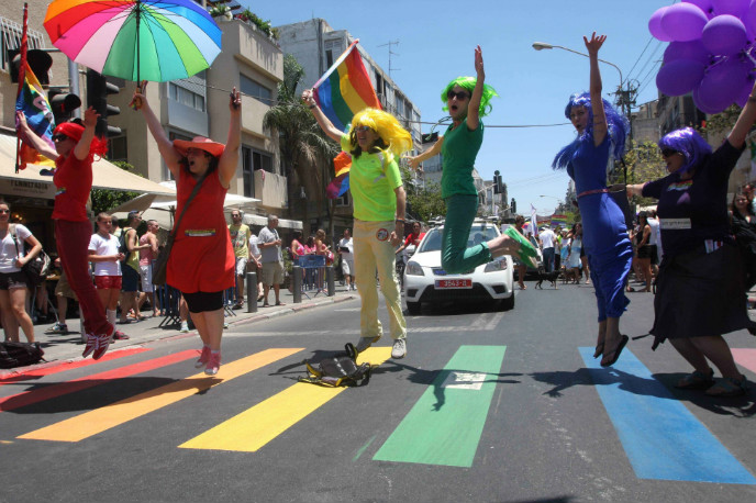 Scene from a Tel Aviv gay pride parade by Roni Schutzer/FLASH90.