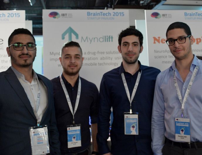 The Myndlift team, from left: CEO Aziz Kaddan, customer relations specialist Amr Khalaily, lead developer Hilal Diab and CTO Anas Abu Mukh.