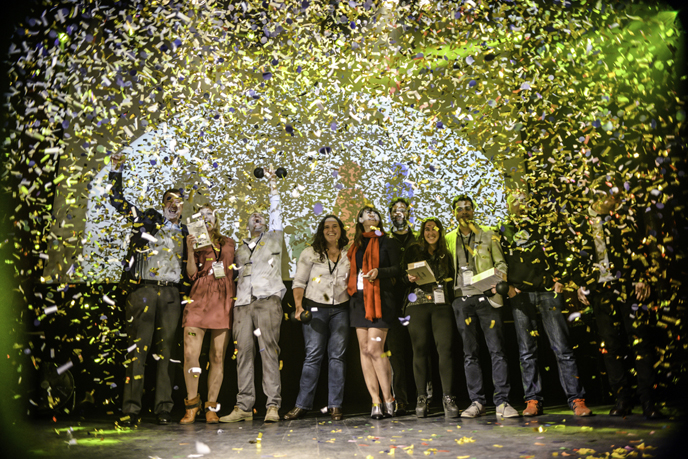 Fansino celebrates its win for Best App Award at the Mobile Premier Awards in Barcelona. (mobilepremierawards.com)