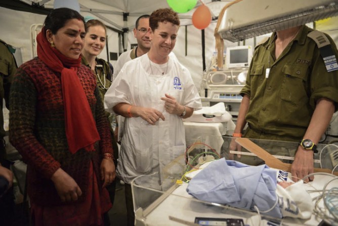 This baby boy was delivered yesterday by the IDF medical delegation. Photo by IDF Spokesman's Office