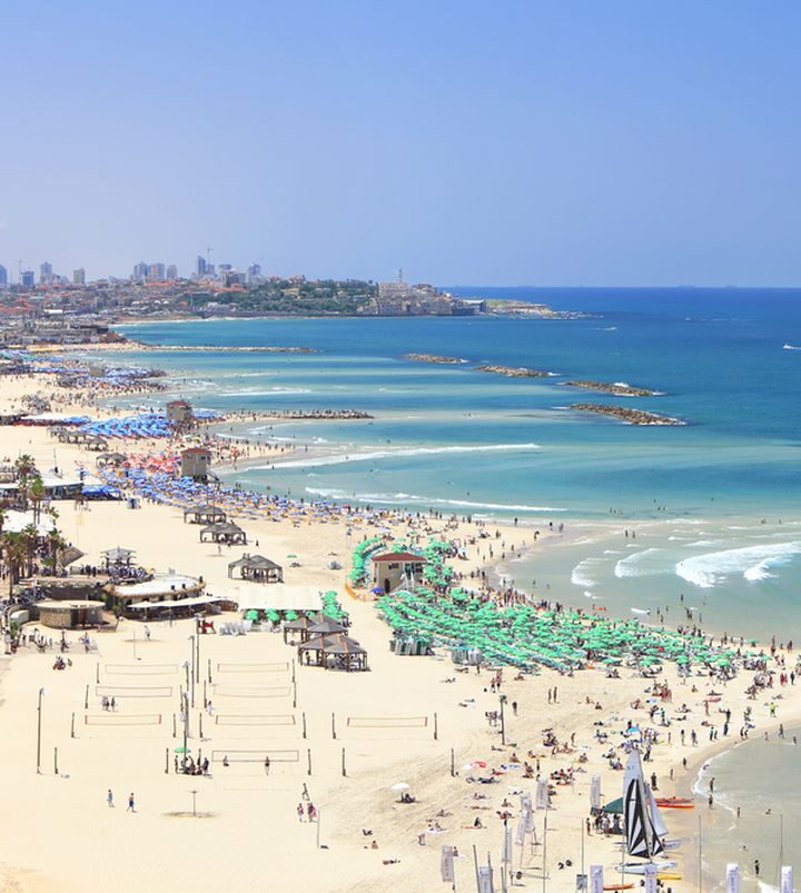 Tel Aviv’s famous beachline. Photo via www.shutterstock.com