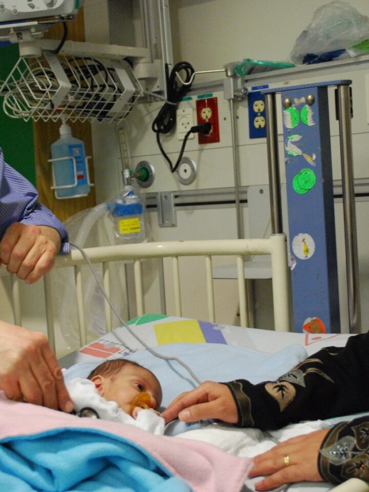 Prof. Azaria JJT Rein, head of pediatric cardiology at Hadassah and cofounder of A Heart for Peace, tending a Palestinian patient. Photo courtesy of A Heart for Peace