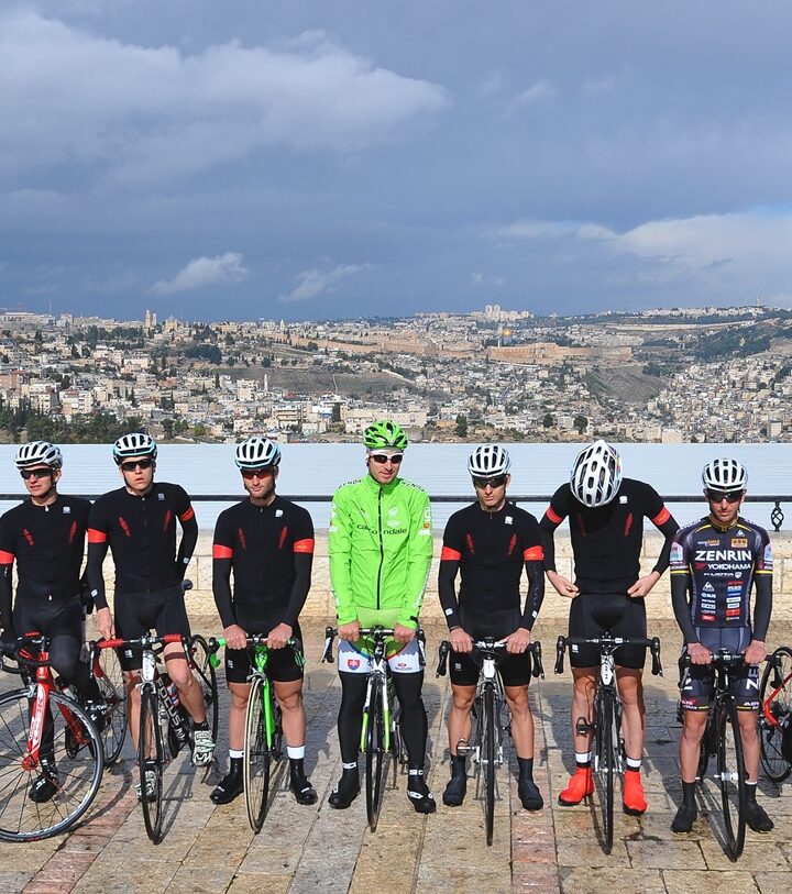 Team Cycling Academy at the promenade overlooking Jerusalem. Photo: Tim de Waele/TDWSport.com