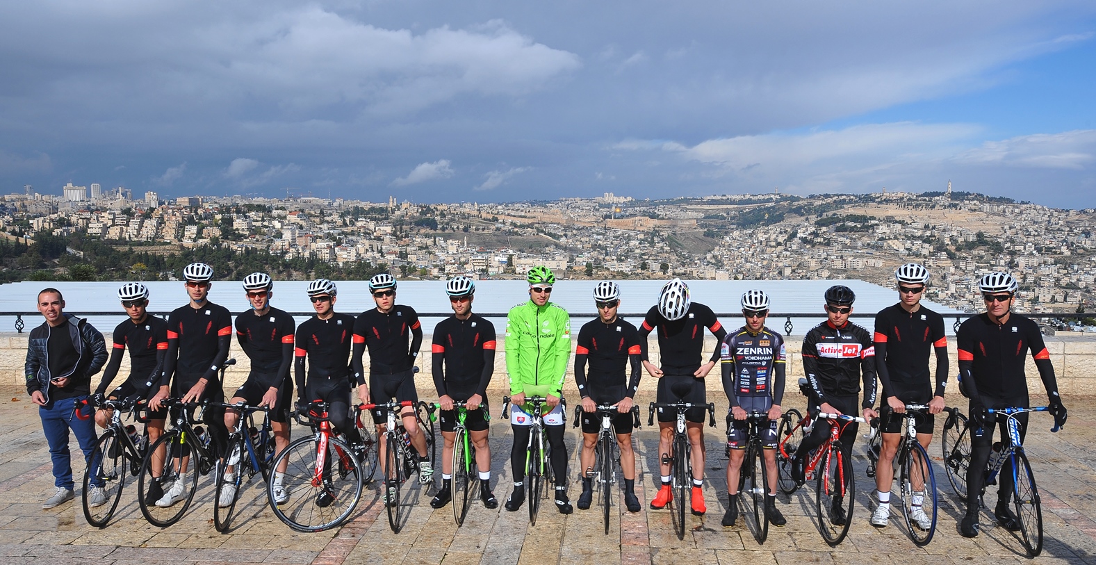 Team Cycling Academy at the promenade overlooking Jerusalem. Photo: Tim de Waele/TDWSport.com