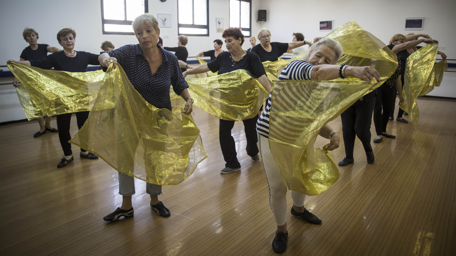 A dance class for 60-90-year-old women  at a community center in Jerusalem. Photo by Hadas Parush/Flash90