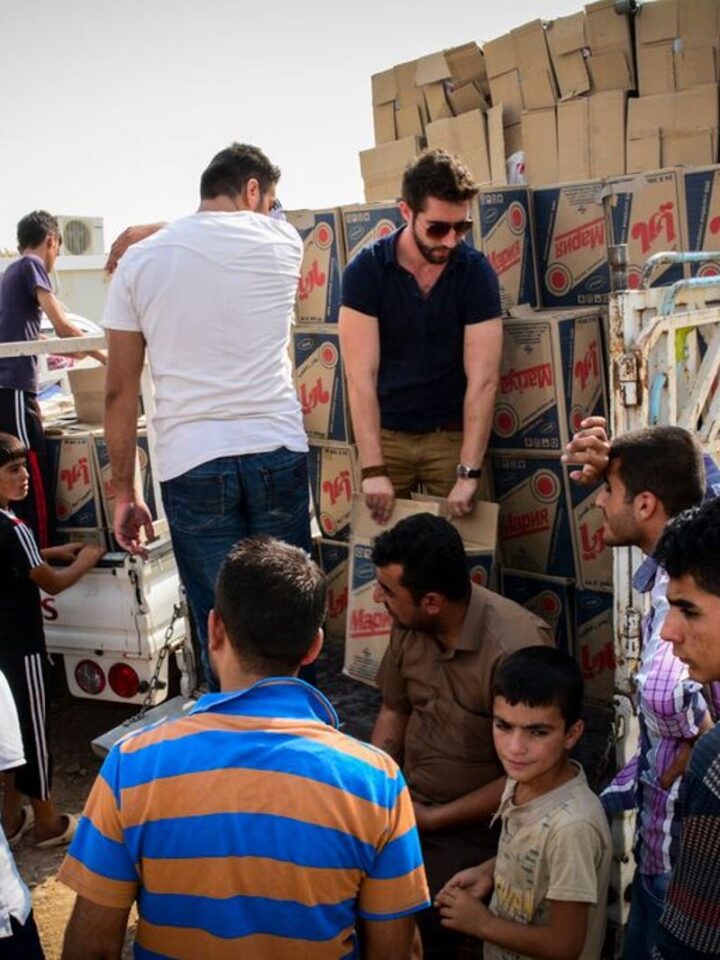 IsraAID relief volunteers distributing supplies in Iraq last month. Photo: courtesy