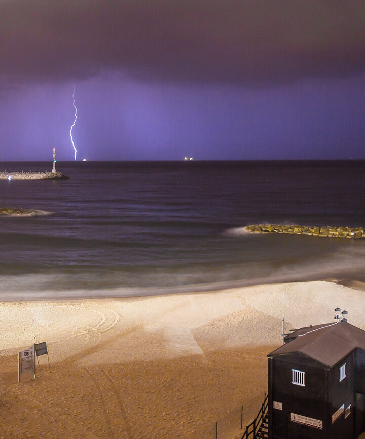 Lightning strike during a storm in Ashkelon on October 28, 2015. Photo by Edi Israel/Flash90