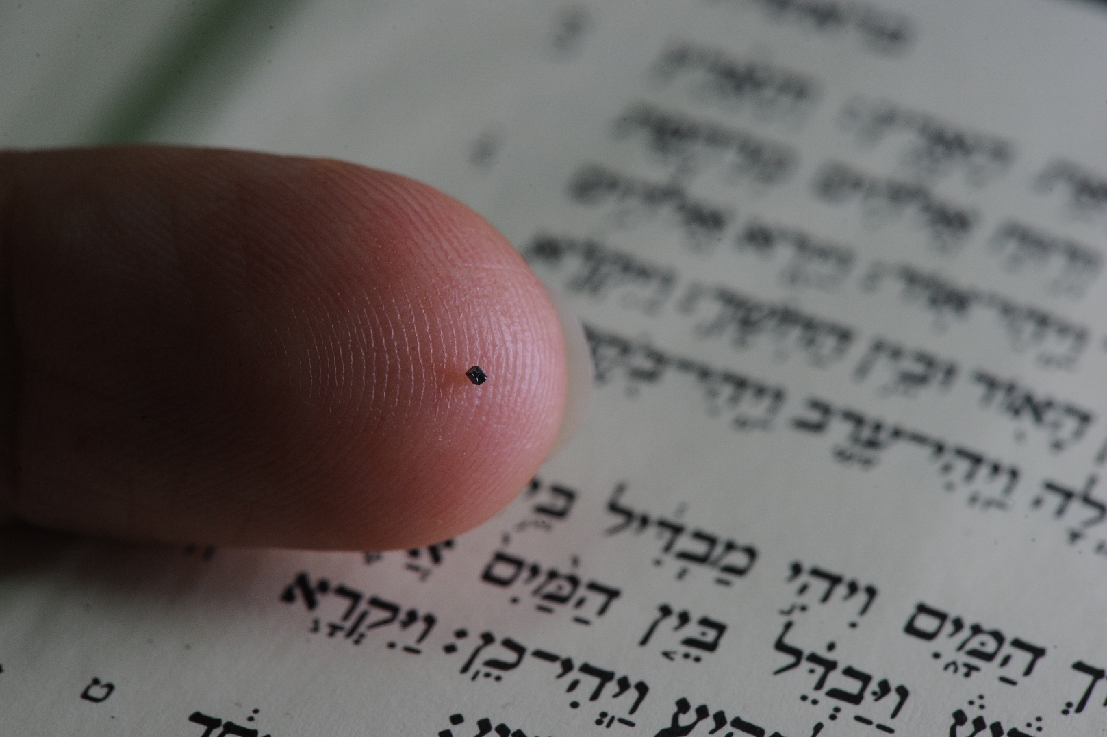 The world's smallest Bible. Photo by Nitzan Zohar/Technion