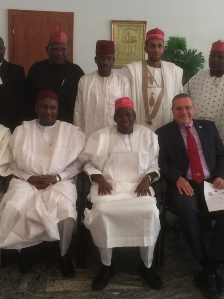Galilee International Management Institute President Joseph Shevel with ministers of the Kano government following the signing of an agreement to train farmers in the Nigerian state. Photo courtesy of GIMI