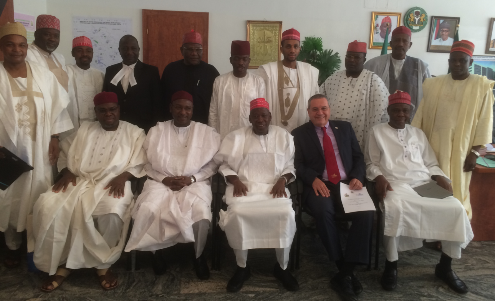 Galilee International Management Institute President Joseph Shevel with ministers of the Kano government following the signing of an agreement to train farmers in the Nigerian state. Photo courtesy of GIMI