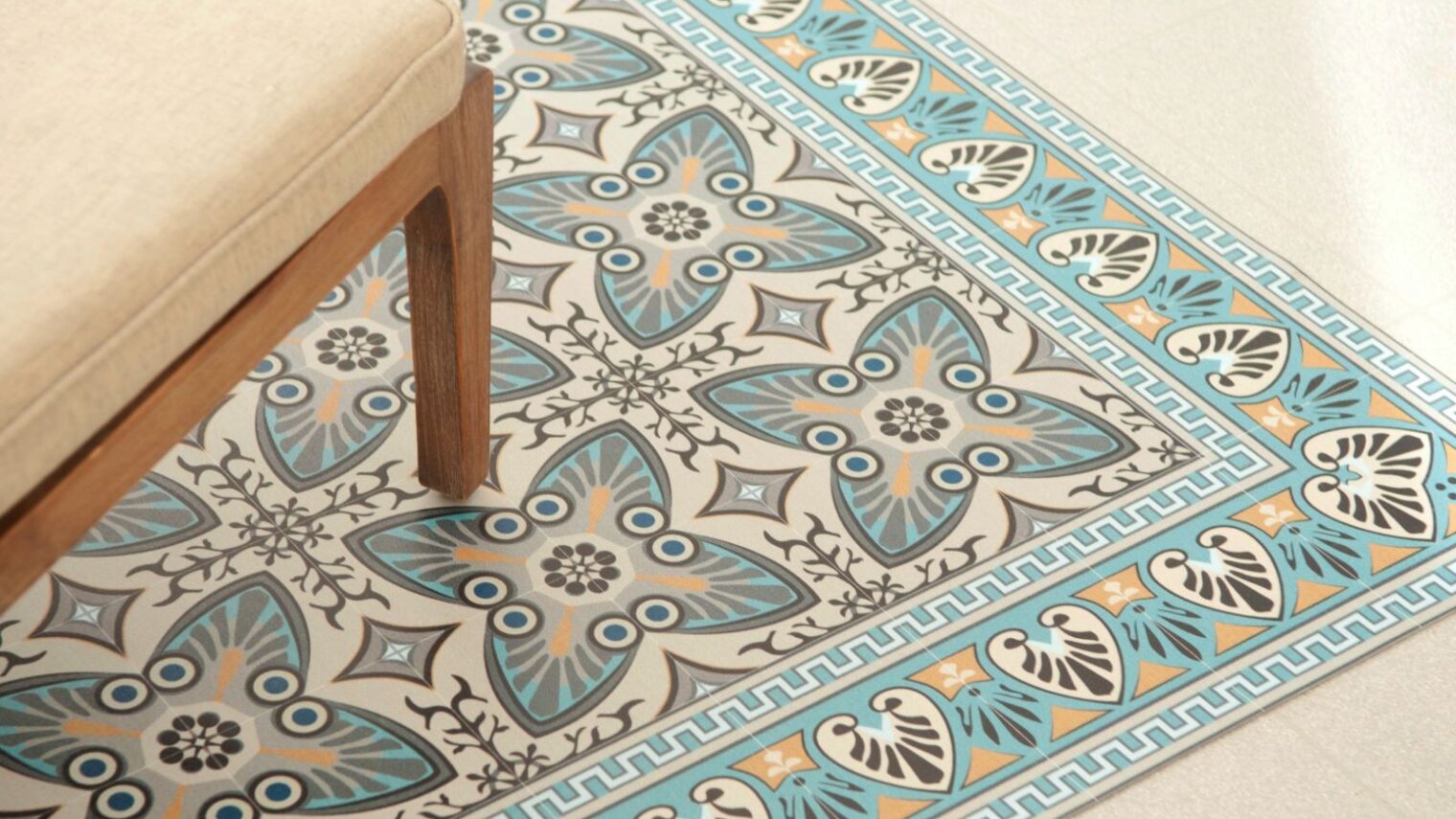 Vinyl mats are an affordable way to bring an ancient tile look into the home. Photo courtesy of Beija Flor