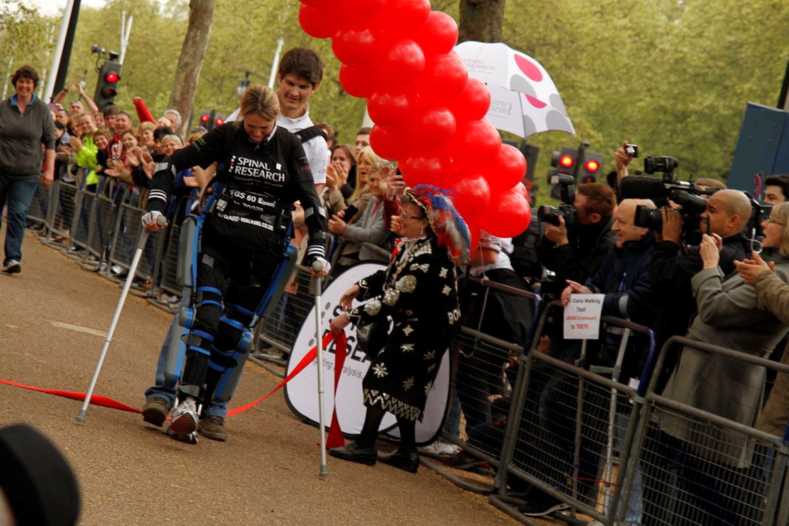 With the help of ReWalk, Claire Lomas crossed the finish line of the 2012 Virgin London Marathon. Photo via Wikipedia