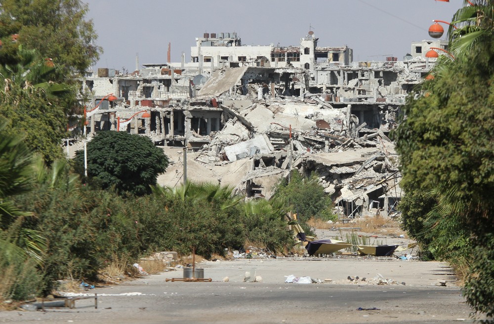 A residential area destroyed by bombing in Syria. Photo by Volodymyr Borodin, www.shutterstock.com