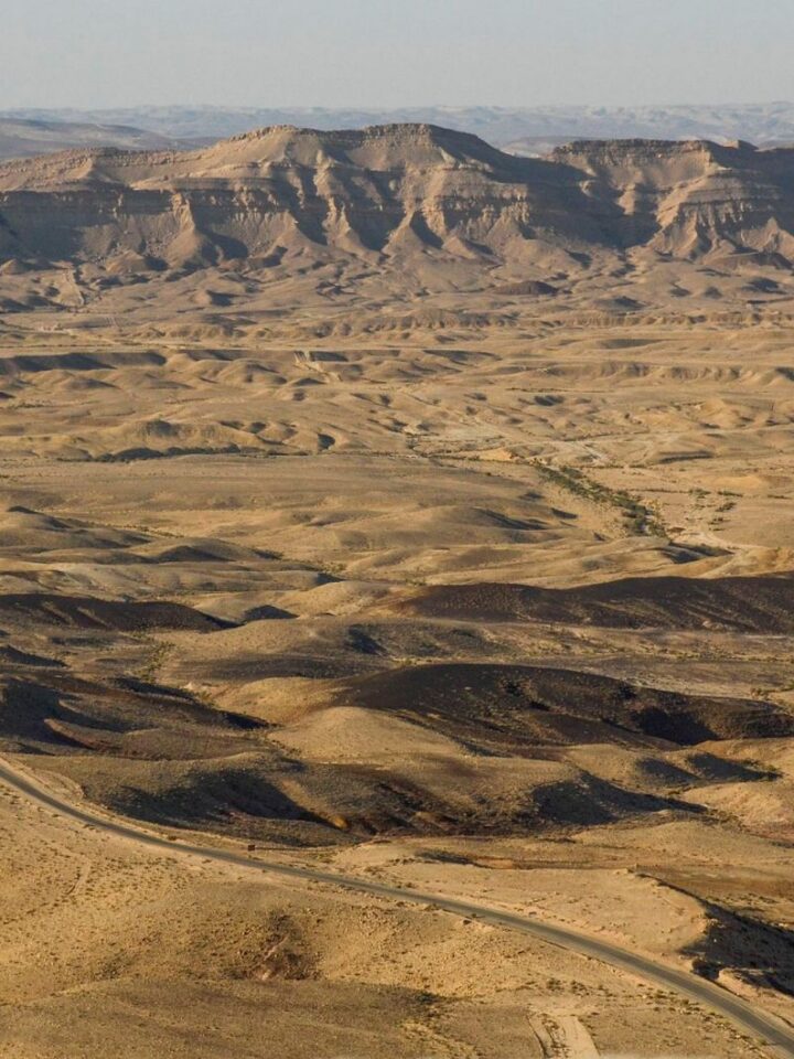 The Makhtesh Ramon Crater, formed naturally millions of years ago near Mitzpe Ramon in the Negev Desert. Photo by Zoe Vayer/Flash90