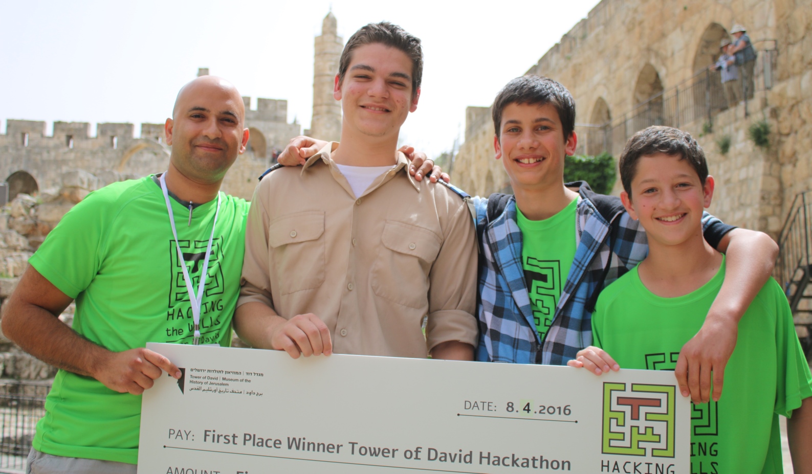 Zombie Rat with their first-place prize for VR/AR game Escape the Kishle. Photo courtesy of the Tower of David Museum