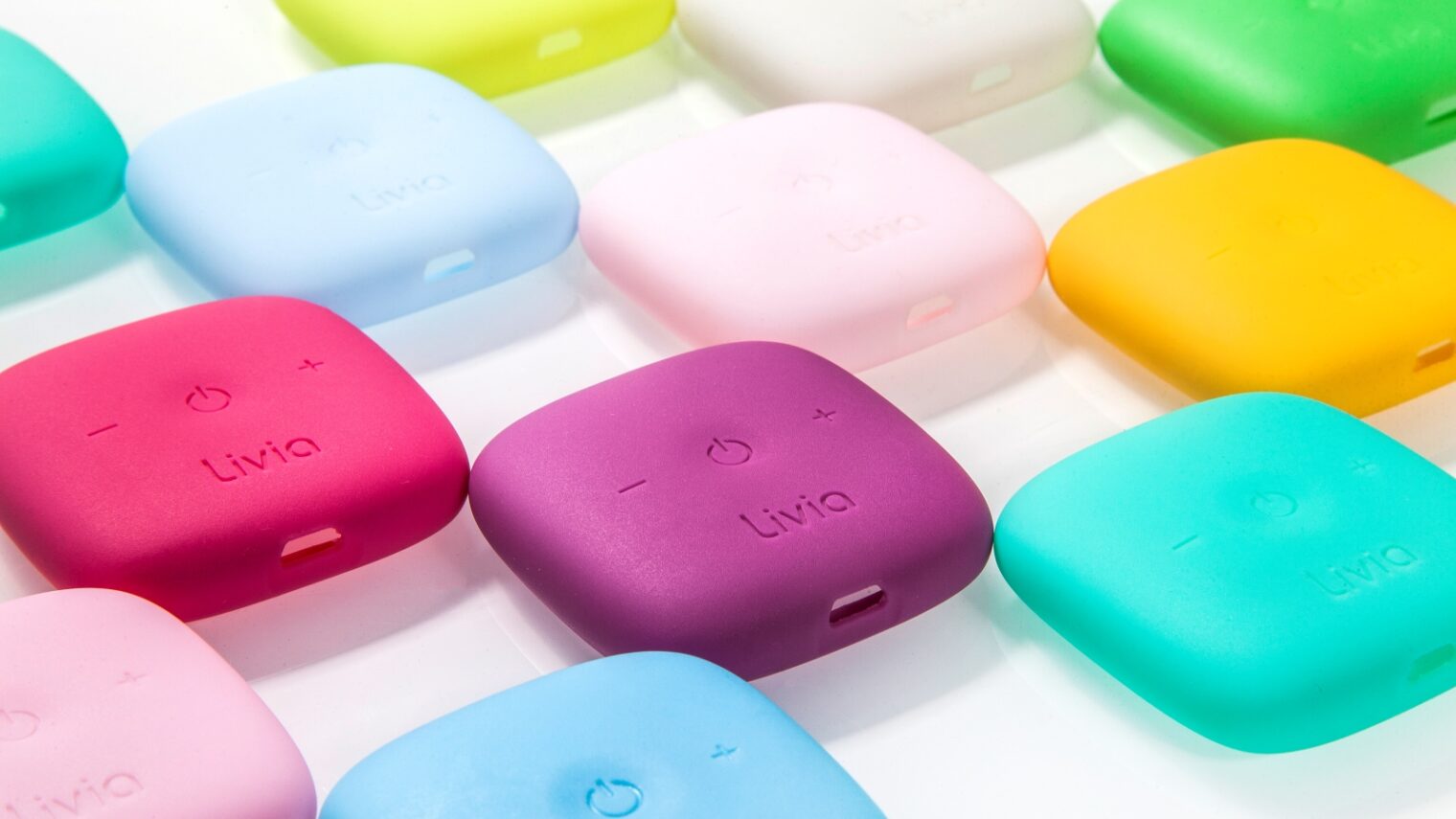 The pain-blocking wearable device comes in an assortment of colors. Photo courtesy of Livia