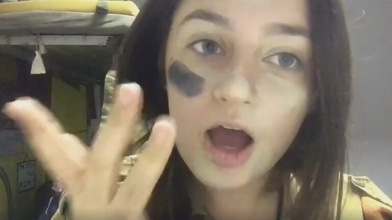 Screenshot from Hannah Laskow Defore’s camo makeup tutorial.