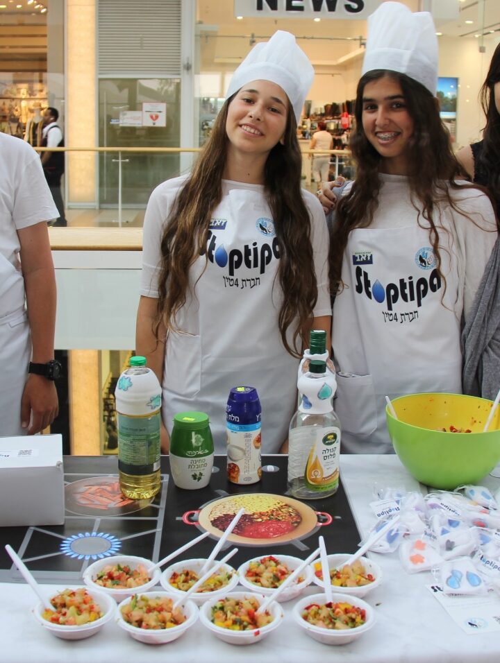 The StopDrop team from Herzliya invented an absorbent drip-stopper for bottles. Photo courtesy of Young Entrepreneurs