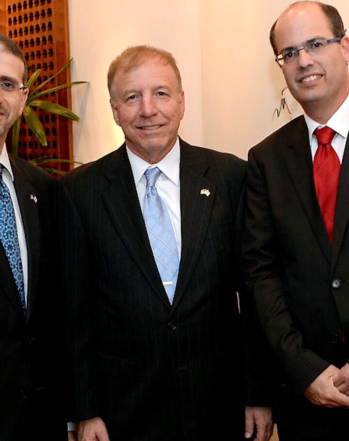 From left, US Ambassador in Israel Dan Shapiro, BIRD Foundation Executive Director Dr. Eitan Yudilevich and Avi Hasson, Chief Scientist at the Israel Ministry of Economy and Industry. Photo by Matty Stren/American Embassy Israel