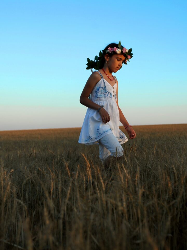 Young Israeli children dress in white for the Jewish holiday of Shavuot. Photo by Moshe Shai/FLASH90