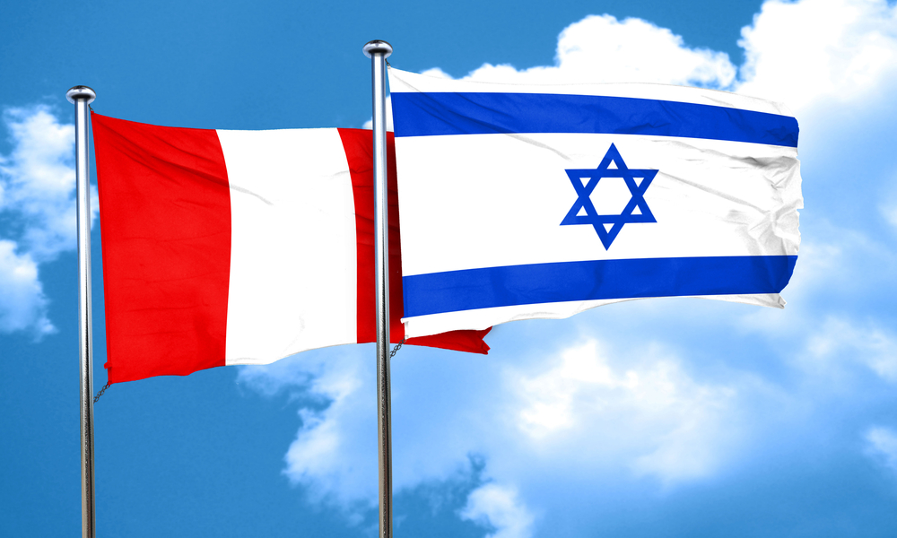 Peruvian and Israeli flags. Photo via Shutterstock.com