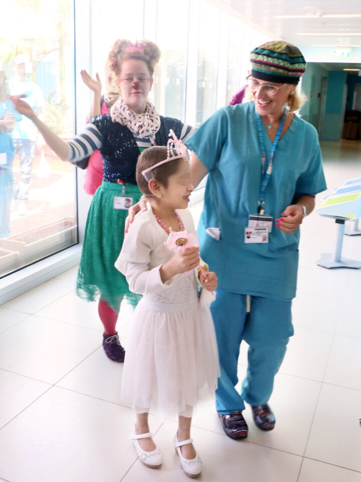 A Syrian girl says goodbye to her Israeli caregivers at Rambam Health Care Campus. Photo courtesy