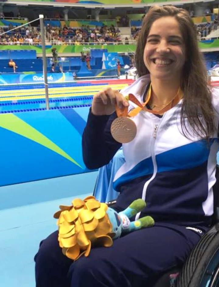 Team Israel’s Inbal Pezaro with her bronze medal on Sept. 15, 2016. Photo by Keren Isaacson/Israel Paralympic Committee