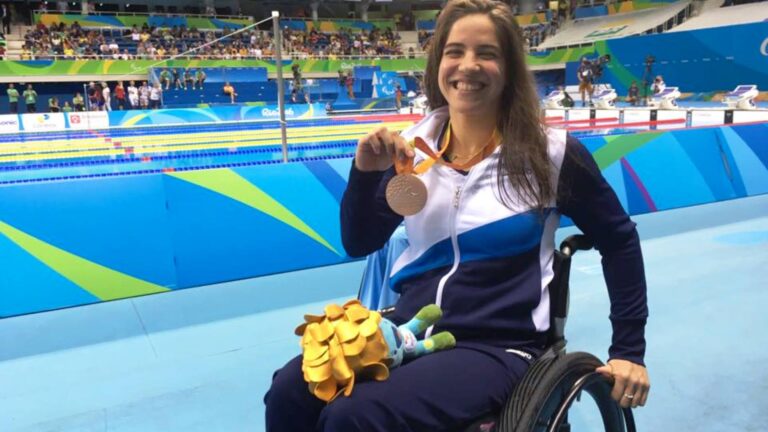 Team Israelâ€™s Inbal Pezaro with her bronze medal on Sept. 15, 2016. Photo by Keren Isaacson/Israel Paralympic Committee