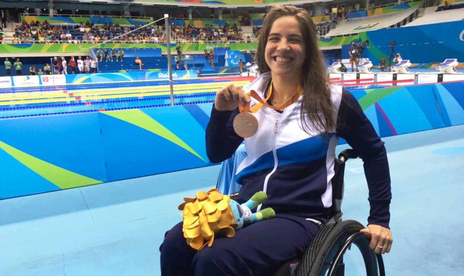Team Israel’s Inbal Pezaro with her bronze medal on Sept. 15, 2016. Photo by Keren Isaacson/Israel Paralympic Committee